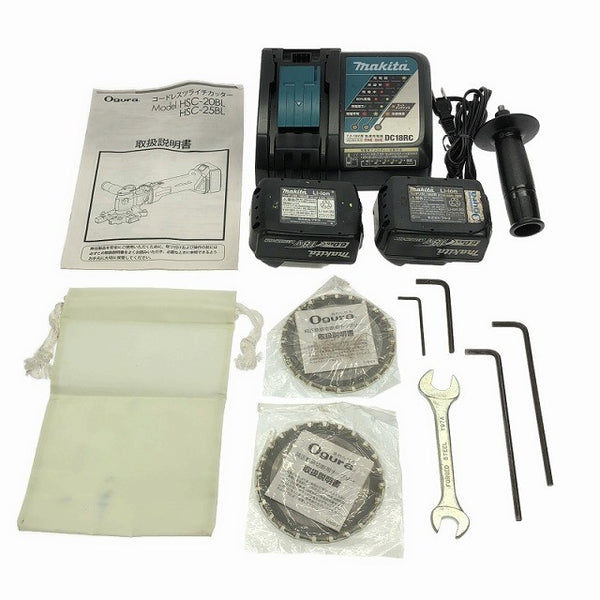 ☆中古品☆Ogura オグラ 18V コードレスツライチカッター HSC-20BL バッテリ2個(18V 6.0Ah)充電器 チップソー2枚 ケース付 鉄工115371 - 10