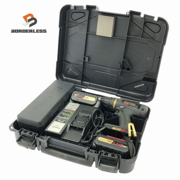 ☆中古品 限定色 Panasonic パナソニック 14.4V/18V 充電ドリルドライバー EZ74A1LS2GT1 黒金 フルセット 充電式ドライバドリル137670 - 1