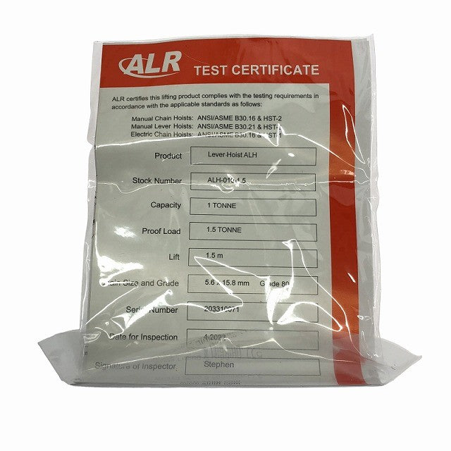 ☆未使用品☆ALR 1t レバーホイスト ALH-010-1.5 3個 揚程1.5m 荷揚げ