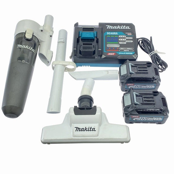 ☆比較的綺麗☆makita マキタ 40Vmax 充電式クリーナー CL001G 白 バッテリ2個(2.5Ah) 充電器 サイクロンアタッチメント付119907 - 10