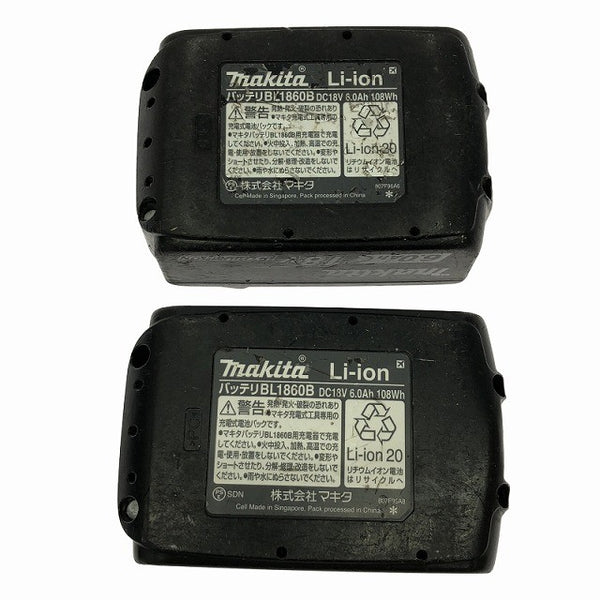 ☆中古品3点☆makita マキタ 18V 6.0Ah 純正 リチウムイオンバッテリー BL1860B 2個 残量表示付 充電器 DC18RF 蓄電池137462 - 9