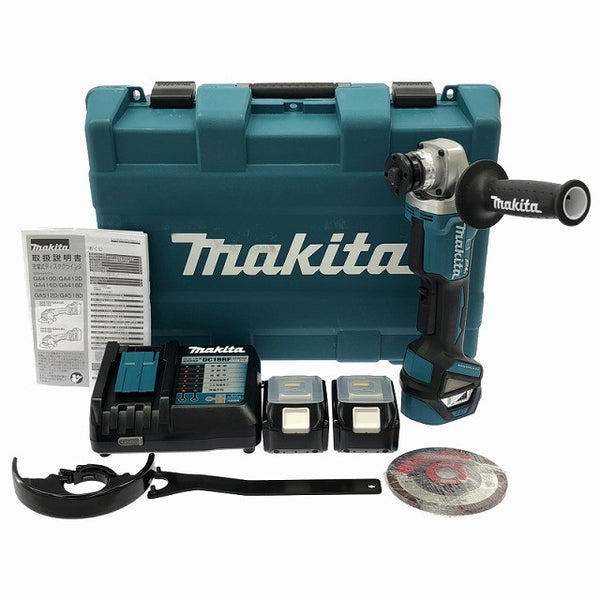 ☆未使用品 makita マキタ 18V 125mm 充電式ディスクグラインダー GA518DRGX バッテリ2個(6.0Ah) 充電器 ケース付 コードレス133226 - 3