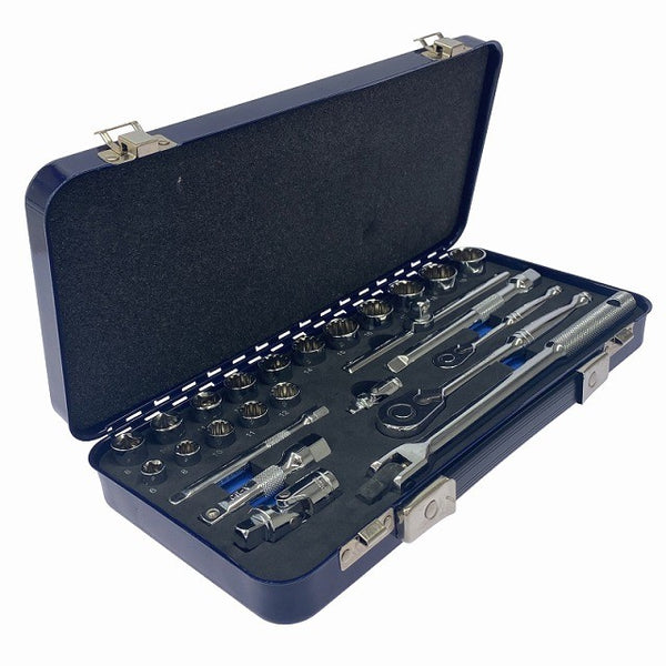 ☆中古美品☆STRAIGHT ストレート 1/4 3/8 ツールセット 25ピース Art.10-670 ソケットレンチ ラチェットレンチ 工具セット131638 - 2