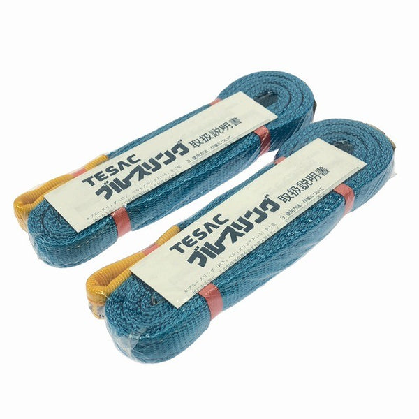 ☆未使用品2個セット☆TESAC テザック ブルースリング B25-0203 25mm 2.0m 1.0ton ベルトスリング 荷締め 吊り具 荷役 牽引130022 - 2