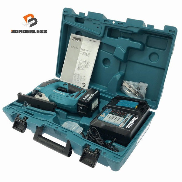 ☆未使用品☆ makita マキタ 18V 充電式ジグソー JV182DRG 青/ブルー 本体+バッテリー1個(6.0Ah)充電器+パーツ+ケース134770 - 1
