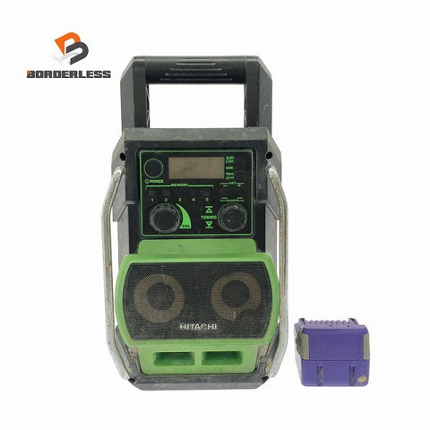 ☆中古品☆HITACHI 日立工機 9.6～18V コードレスラジオ UR18DSL バッテリ1個(BSL1430)付 防災 キャンプ アウトドア131951