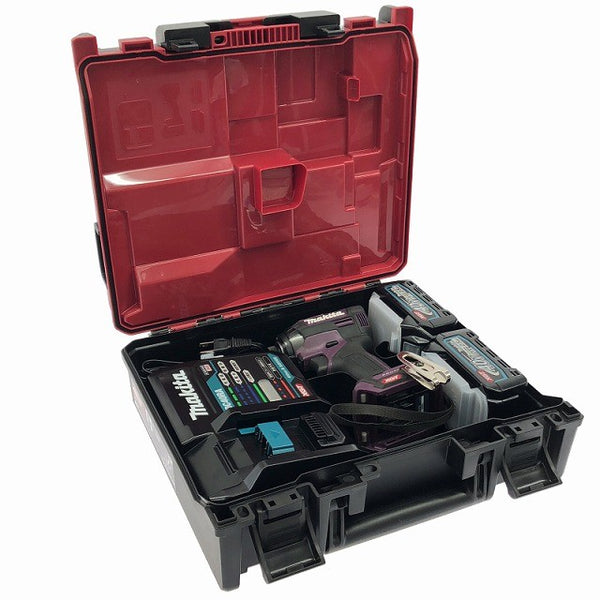 ☆極美品☆makita マキタ 40Vmax 充電式インパクトドライバー TD002GDXAP 紫/パープル バッテリ2個(2.5Ah) 充電器 ケース付134236 - 2