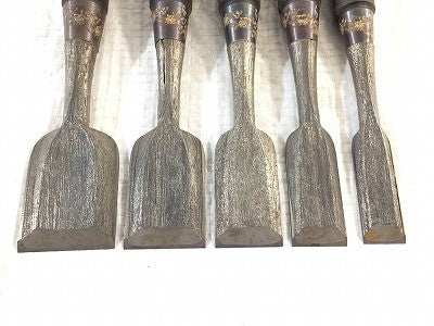☆未使用 保管品☆鑿/ノミ/のみ 木目打 錦龍 摂津住人 政男道人 全10本セット 大工道具 追入れ鑿 追入れノミ 叩き鑿 叩きノミ - 5