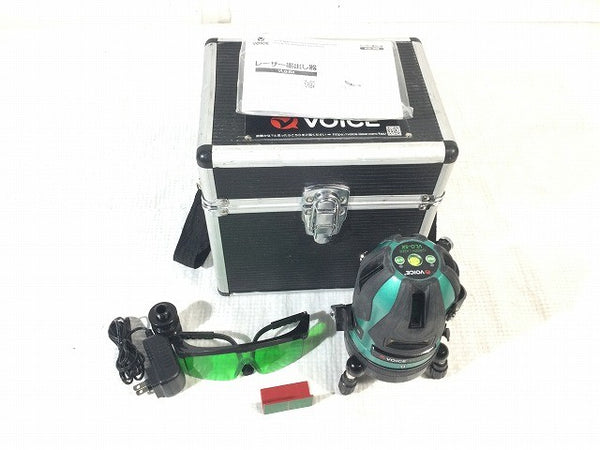 ☆中古品☆ VOICE ヴォイス 5ライン グリーンレーザー 墨出し器 VLG-5X ゴーグル 充電器 ケース付 矩十字 横 測定器 光学測定器120309 - 3