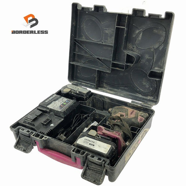 ☆中古品☆HITACHI 日立工機 18V コードレスインパクトドライバー WH18DKL バッテリ2個(3.0Ah) 充電器 ケース付 充電式134302 - 1