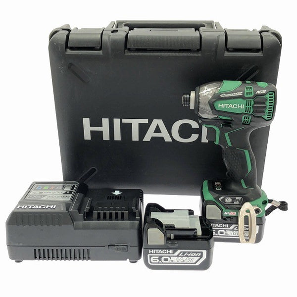 ☆比較的綺麗☆HITACHI 日立 14.4V コードレスインパクトドライバー WH14DDL2(2LYPK)(L) 緑 バッテリ2個(6.0Ah) 充電器 ケース付130684 - 3