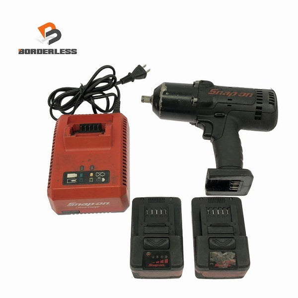 ☆中古品☆Snap-on スナップオン 18V 充電式インパクトレンチ CTJ8850BK 黒 バッテリ2個(4.0Ah) 充電器付 1/2インチ コードレス136702 - 1
