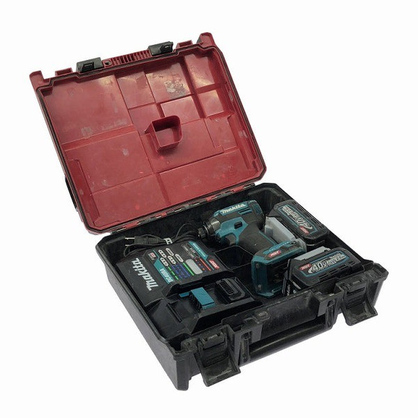 ☆中古品☆makita マキタ 40Vmax 充電式インパクトドライバ TD002GRDX 青/ブルー バッテリー2個(40Vmax 2.5Ah)充電器+ケース118701 - 2