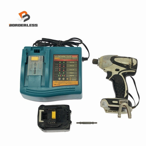 ☆中古品☆makita マキタ 14.4V 充電式インパクトドライバー TD130D 白 バッテリ1個(3.0Ah) 充電器付 コードレス バッテリー式131827 - 1
