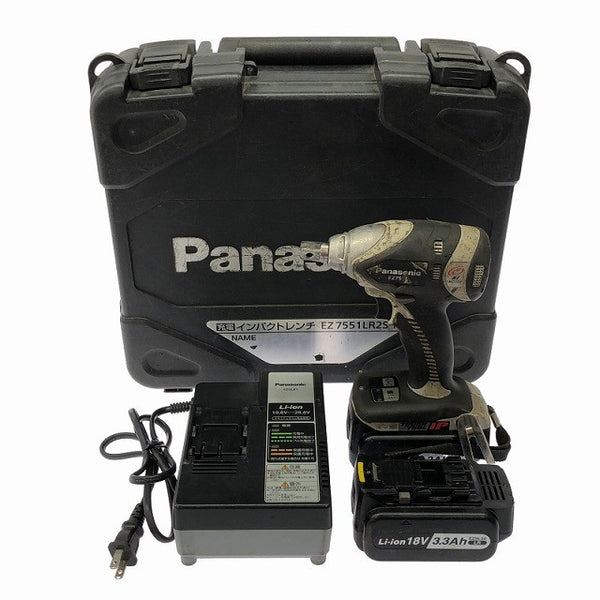 ☆中古品☆Panasonic パナソニック 18V 充電インパクトレンチ EZ7551LR2S-H バッテリ2個(3.3Ah)充電器付 コードレス129056 - 3