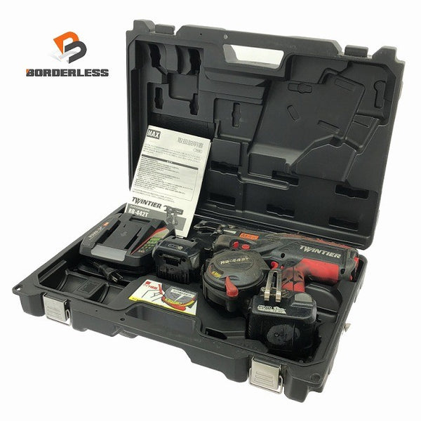 ☆中古品☆MAX マックス 14.4V 充電式鉄筋結束機ツインタイア RB-442T-B2C/1450A バッテリー2個(5.0Ah)充電器 ケース付き137605 - 1
