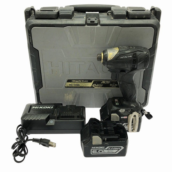 ☆中古品☆HITACHI 日立工機 コードレスインパクトドライバ WH18DDL バッテリー2個(18V6.0Ah) 充電器 ケース付き132576 - 3