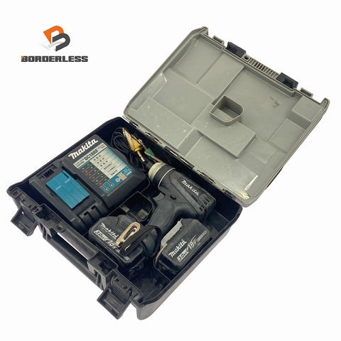 ☆中古品☆makita マキタ 18V 充電式4モードインパクトドライバー TP141 黒/ブラック バッテリ2個(3.0Ah) 充電器 ケース付119054