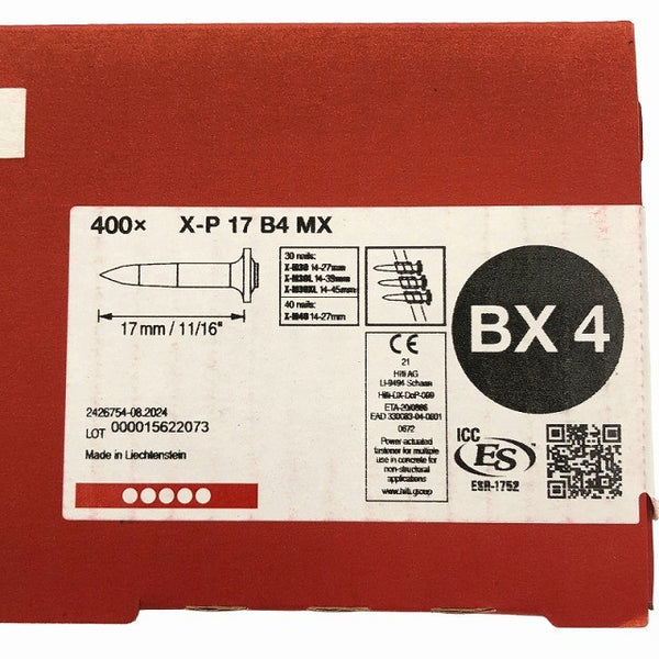 ☆未使用品 9箱セット☆HILTI ヒルティ 17mm コンクリート用ネイル BX4用ピン X-P17 B4MX 400本入(計3600本入)133816 - 8