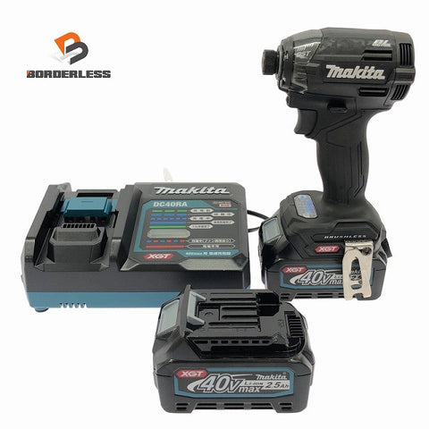 ☆未使用品☆makita マキタ 40Vmax 充電式インパクトドライバー TD002G 黒/ブラック バッテリ2個(2.5Ah) 充電器付 コードレス136804