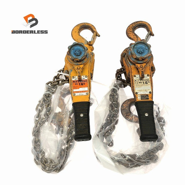 ☆中古品 2個セット☆KITO キトー レバーブロック L5形 LB016 2個 荷重1.6ton 揚程1.5m レバーホイスト ガッチャ 荷締め 荷揚げ133153 - 1