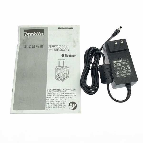 ☆美品☆makita マキタ 10.8V/14.4V/18V/40Vmax/100V 充電式ラジオ MR002G 黒 本体 アダプター Bluetooth コードレス 現場ラジオ 116704 - 10