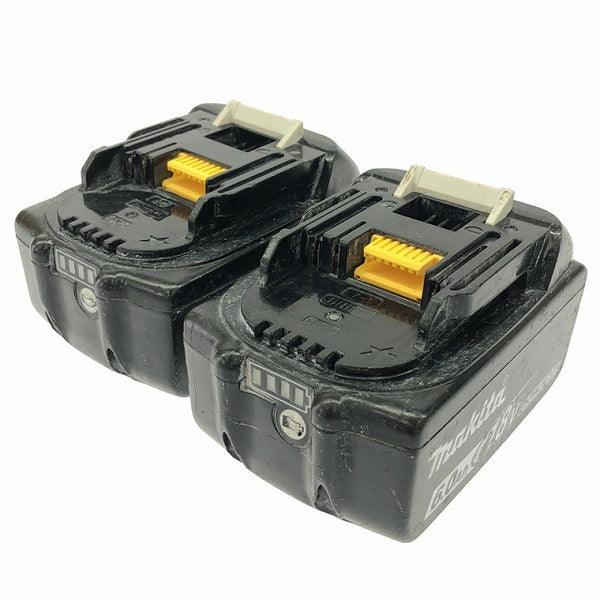 ☆中古品2点セット☆makita マキタ 18V 6.0Ah 純正 リチウムイオンバッテリー BL1860B×2 残量表示付 雪マーク 蓄電池132930 - 4