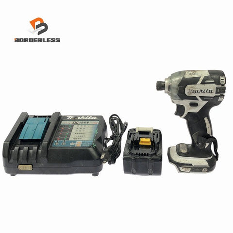 ☆中古品☆makita マキタ 14.4V 充電式インパクトドライバー TD137D 白 バッテリ1個(14.4V4.0Ah) 充電器付 DIY 締付け 電動工具126528