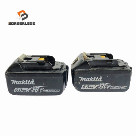 ☆中古品 2個☆makita マキタ 18V 6.0Ah 純正 リチウムイオンバッテリー BL1860B 残量表示付 急速充電対応 蓄電池 充電池126270