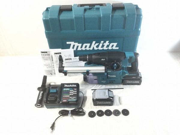 ☆未使用品☆makita マキタ 40Vmax 充電式ハンマドリル HR008GRMXV バッテリ2個(4.0Ah) 充電器 集じんシステム ケース付119384 - 3