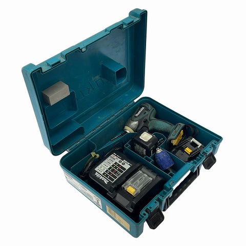 ☆中古品☆makita マキタ 14.4V 充電式インパクトドライバー TD135DSHX 青/ブルー バッテリ2個(1.2Ah) 充電器 ケース コードレス126666 - 0