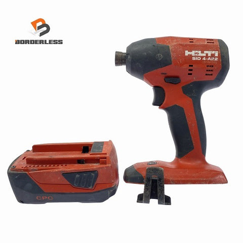 ☆中古品☆HILTI ヒルティ 22V 充電式インパクトドライバー SID4-A22 バッテリ1個(3.0Ah)付 コードレス バッテリー式118033