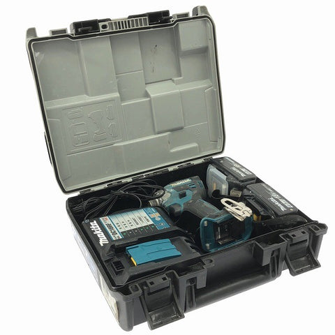 ☆中古品☆makita マキタ 18V 充電式インパクトドライバー TD173DRGX 青/ブルー バッテリ2個(6.0Ah) 充電器 ケース付 コードレス128859 - 0