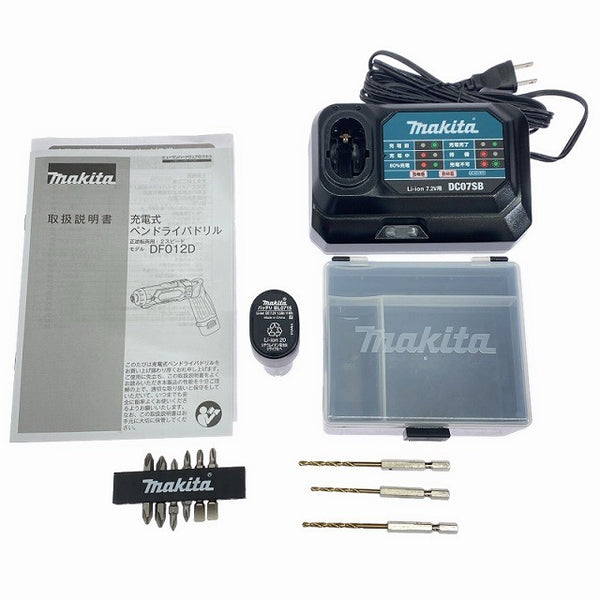 ☆極美品☆ makita マキタ 7.2V 充電式ペンドライバドリル DF012DSHX 青/ブルー バッテリー2個(1.5Ah)充電器+パーツ+ケース - 10
