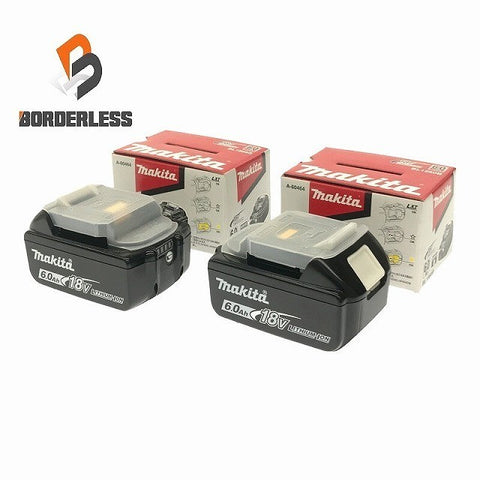 ☆未使用品 2個セット☆makita マキタ 18V 6.0Ah 純正リチウムイオンバッテリー BL1860B 急速 残量 蓄電 LITHIUM-ION 雪/飛行機 116103116103