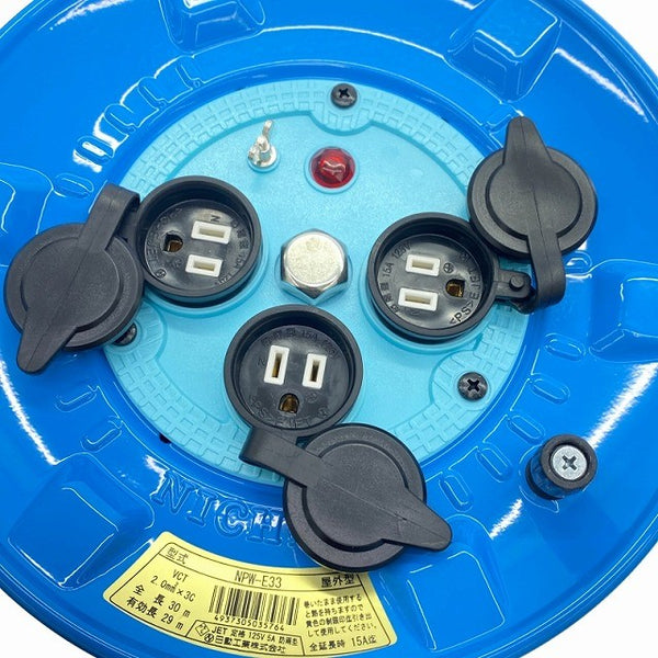 ☆未使用訳あり品☆NICHIDO 日動工業 100V 30m 屋外型 コードリール NPW-E33 防雨防塵型 アース付 電工ドラム ドラムリール - 7