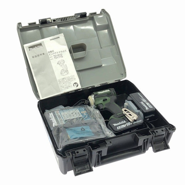 ☆極美品 限定色☆makita マキタ 18V 充電式インパクトドライバ TD171DGXAG グリーン バッテリ2個(6.0Ah) 充電器 ケース116772 - 2