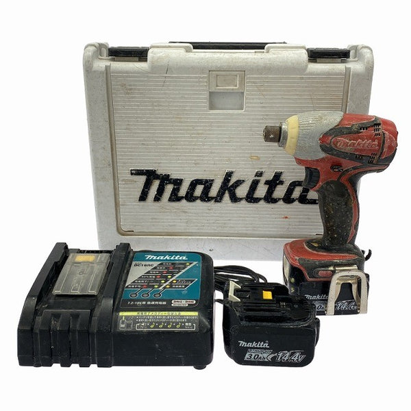 ☆中古品☆makita マキタ 14.4V 充電式インパクトドライバー TD130D バッテリ2個(3.0Ah) 充電器 ケース付 コードレス バッテリー式131325 - 3