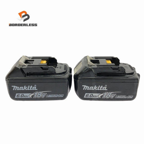 ☆中古品2個※15回と20回☆makita マキタ 18V 6.0Ah 純正 リチウムイオンバッテリー BL1860B 雪マーク 急速充電対応 残量表示付134784 - 1