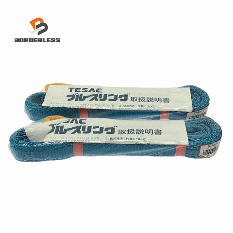 ☆未使用品2個セット☆TESAC テザック ブルースリング B25-0203 25mm 1.0m 1.0ton ベルトスリング 荷締め 吊り具 荷役 牽引130021
