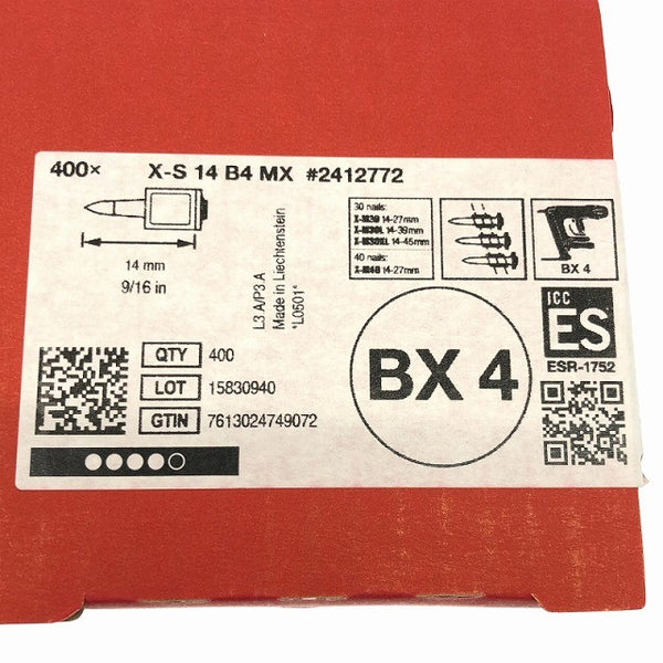 ☆未使用品2個セット☆HILTI ヒルティ 14㎜ ガス鋲打機用ピン X-S 14 B4 MX 400本入×2箱 BX4用ピン136969 - 6