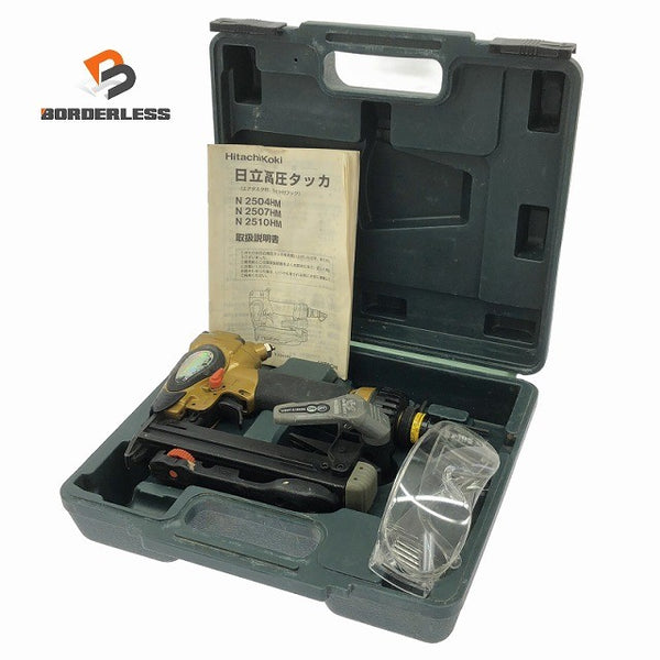 ☆中古品☆HITACHI 日立工機 ステープル幅10mm 高圧 タッカ N2510HM 本体+ケース ステープル エアータッカー エア工具 エアツール128456 - 1