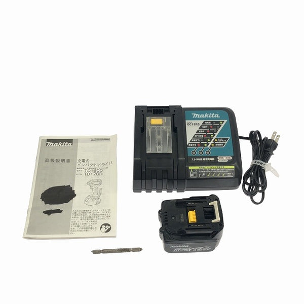 ☆比較的綺麗☆makita マキタ 14.4V 充電式インパクトドライバー TD160D 白/ホワイト バッテリー1個(14.4V 6.0Ah)充電器 ケース付 - 10