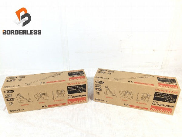 ☆未使用品2点☆makita 10.8V 充電式クリーナ CL107FDSHW×2 バッテリ2個(10.8V 1.5Ah)充電器×2 紙パック10×2 コードレス掃除機111684 - 1