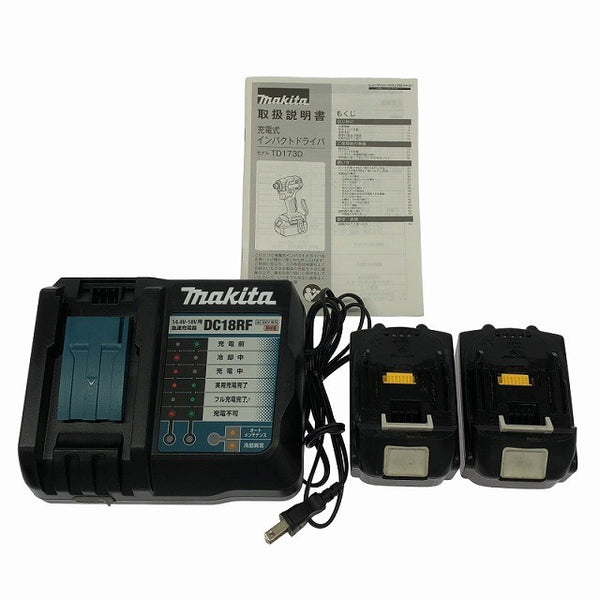 ☆中古品☆makita マキタ 18V 充電式インパクトドライバ TD173DRGXO オリーブ バッテリー2個(18V 6.0Ah)充電器 ケース付128091 - 9
