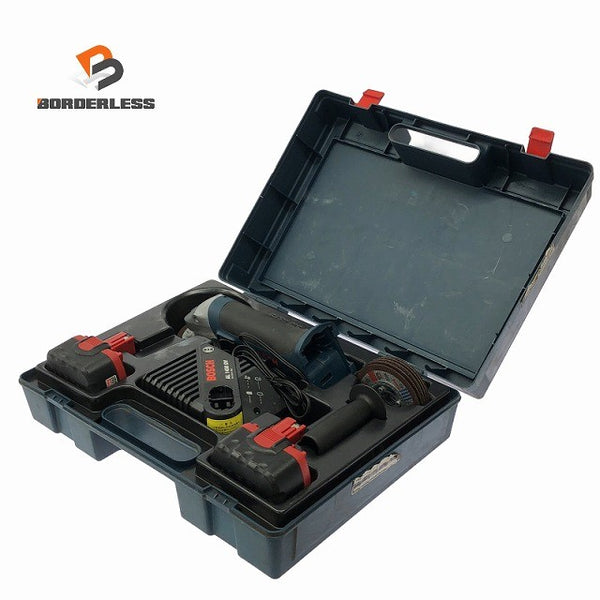 ☆中古品☆BOSCH ボッシュ 14.4V 100mm 充電式ディスクグラインダー GWS 14.4V/GWS14.4V バッテリ2個 充電器 刃複数付き129069 - 1