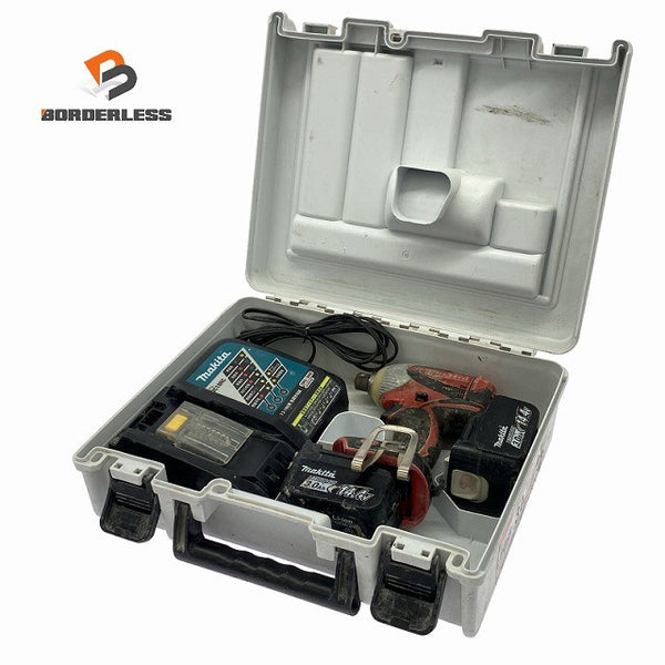 ☆中古品☆makita マキタ 14.4V 充電式インパクトドライバー TD130D バッテリ2個(3.0Ah) 充電器 ケース付 コードレス バッテリー式131325 - 1