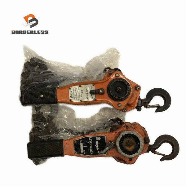 ☆中古品2個セット☆ LEVER BLOCK レバーブロック 1t/トン/ton チェーンブロック 荷締機 吊り上げ 牽引135851 - 1