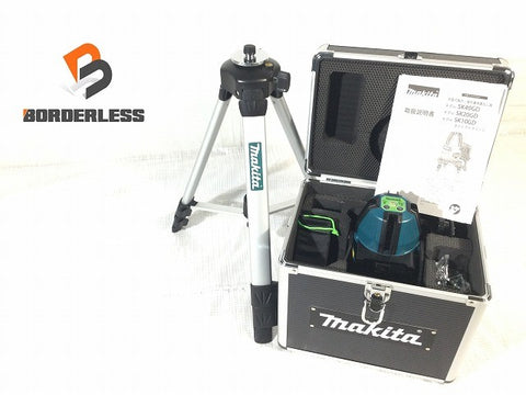 ☆美品※バッテリ別売り☆makita マキタ 10.8V 充電式屋内 屋外兼用 レーザー墨出し器 SK40GD 三脚 受光器 パーツ ケース付 測定器118612