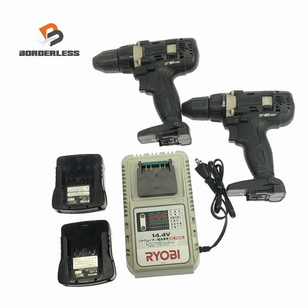 ☆中古品☆RYOBI リョービ 14.4V 充電ドライバドリル BD-1400×2 バッテリー B-1430L×2 充電器付き122059 - 1
